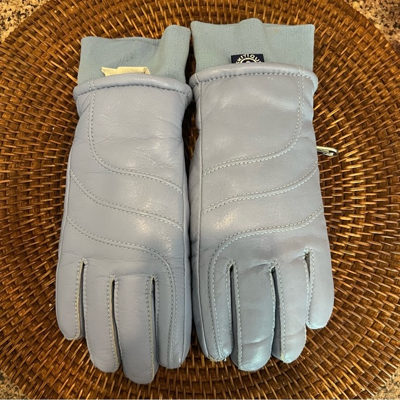 Vintage SKITIQUE Leather Ski Gloves Women's Small Blue - Picture 1 of 4